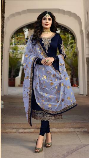 Satin Georgette Embroidery Suit