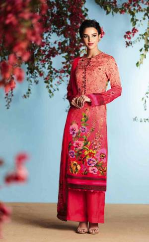 This Lovely Peach Colore Special Salwar Suit Will Take Your Breath Away. Its Simple And Nice With Basic Print Designs. 