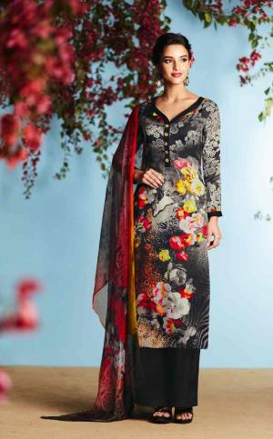 Charm Your Inner Fashion Diva By Adapting To The Latest Indian Ethnic Fashion. This Beautiful Suit is inspired by Garden Patterns In Bold Combination.