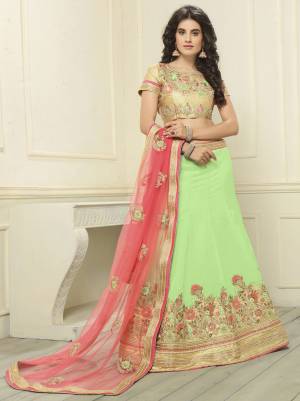 Grab This Beauteous Light Green Colored Banglori Silk  Designer Banglori Silk Lehanga To Look  Gorgeous And Make You Vivacious Women For Your Precious Moments.