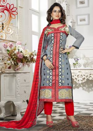 Suttle And Light Colors Are Perfect For Casual Wear. Add This Grey Colored Chanderi Cotton Suit To Your Wardrobe And Get This Tailored According To Your Desired Fit And Pattern. Buy This Suit Now.