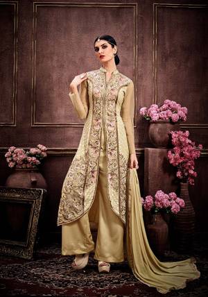 A Whole New Pattern Of This Season. This Beige Colored Dress Is Made According To Your Comfort And Choice. This Suit Will Make You Earn Lots Of Compliments And Boost Your Confidence Towards Wearing Such Dresses. Add This To Your Wardrobe Soon.
