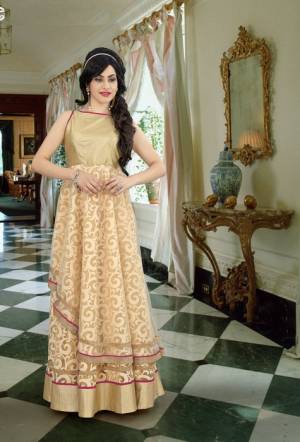 Simple And Elegant  This Beige Colored Gown Fabricated On Georgette. It It Light In Weight With A Very Unique Pattern. You Will Definitely Earn Lots Of Compliments Wearing This Pretty Gown. Buy Now. 