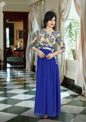 Celebrate This Festive Season With Beauty And Comfort With this Royal Blue Colored Gown. This Pretty gown Is Fabricated On Georgette With Yoke Beautiful Yoke Pattern. Buy This Pretty Gown Now.