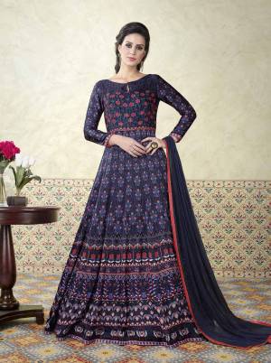 To Complement Your Elegant Look, We Presents This Navy Blue Colored Salwar Suit. Featuring An Eye-Catching Color Combination,This Suit Is Set In Modal Satin Fabric Paired With A Navy Blue Colored Bottom In Santoon Making It Even More Auspicious. The Style Is Modern And Very Lady Like This Suit Will Surely Add More Charm To Your Femininity. This Pretty Suit Just For You.