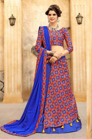 Grab This Beautiful Lehenga Choli In blue And Red Color Paired With Blue Colored Dupatta. This Lehenga Choli Is Fabricated On Art Silk Paired With Georgette Fabricated Dupatta. Its Lehenga And Choli Are Beautified With Prints All Over. 
