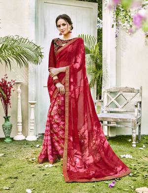 Grab This Pretty Saree In Dark Pink Color Paired With Maroon Colored Blouse. This Beautiful Dark Colored Combination Will Give A Unique Look To Your Personality. This Saree Is Fabricated On Georgette Paired With Art Silk Fabricated Blouse. 