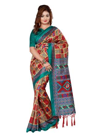 Grab This Pretty Saree In Multi Color Paired With Contrasting Sea Green Colored Blouse. This Saree And Blouse Are Fabricated On Crepe Silk Beautified With Prints All Over. It Is Soft Towards Skin And Ensures Superb Comfort All Day Long.