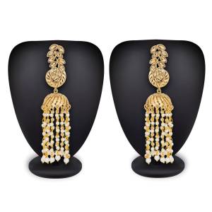 Give An Attractive Look To Your Attire Pairing Up With This Lovely Set Of Earrings In Golden Color. This Pretty Set Can Be Paired With Heavy Or Light Traditional Attire..