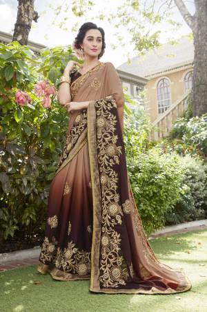 Shades Always Look Attractive In Any Color. Grab This Shaded Saree In Rich Brown Color Paired With Brown Colored Blouse. This Saree Is Fabricated On Silk Georgette Paired With Art Silk Fabricated Blouse. This Designer Saree Will Earn You Lots Of Compliments From Onlookers.