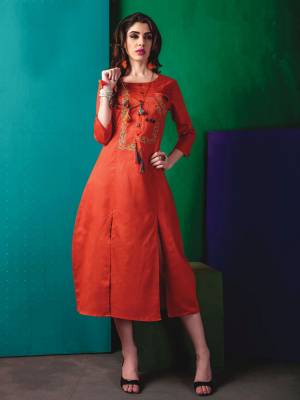 Orange Color Induces Perfect Summery Appeal To Any Outfit, So Grab This Kurti In Orange Color Fabricated On Cotton. This Kurti Is Light In Weight And Easy To Carry All Day Long.