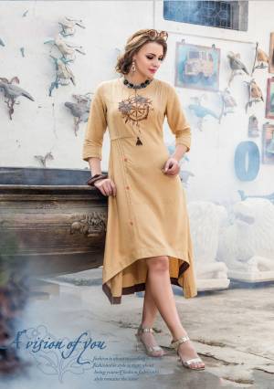 Simple And Elegant Looking Kurti Is Here In Beige Color Fabricated On Art Silk Beautified With Thread Embroidery. Its Fabrics Ensures Superb Comfort All Day Long. 