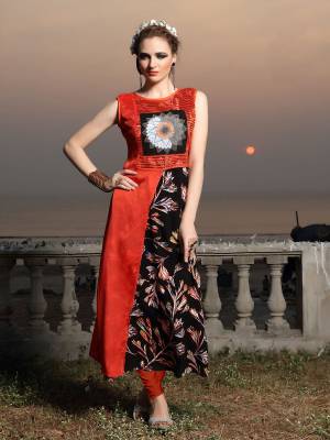 Add This Pretty Designer Double Layered Kurti In Orange and Black Color Fabricated On Georgette And Chiffon Silk. This Kurti Can Be Weared At Any Formal Function Taking At Your Place.