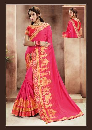 Go classic by draping this radiant saree in a floating or half tucked-half floating style to show off those rich motifs. 
