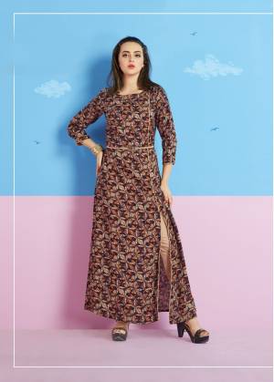 Go Colorful Wearing This Readymade Kurti In Multi Color Fabricated On Rayon Cotton. This Kurti Ensures Superb Comfort All day Long. Buy Now.