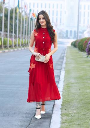 This  Red Colored Georgette Kurti It Has A Beautiful Pattern .Express your love This valentine's day, Gifting This Kurti This Kurti Is Perfect For Your Special Valentine. Get It Now Now These Amazing Collection.