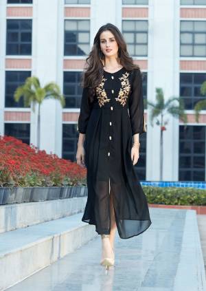 This Beautifull Black Color Kurti Is Made Up Of Best Quality Georgette Fabric.These Apparels Are Very Stylish And And Comfortable Too. Buy Now.