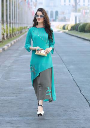 This Turquoise Blue And Grey Color Beautifull Kurti Is Made Up Of Best Quality Georgette Fabric.This Stylish Kurti Just For You.