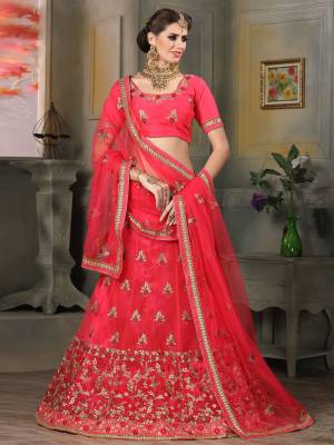 Bright And Visually Appealing Designer Lehenga Choli Is Here In Dark Pink Color Paired With Dark Pink Colored Dupatta. Its Blouse Is fabricated On Art Silk Paired With Net Fabricated Lehenga And Dupatta. It Is Light Weight And Ensures Superb Comfort All Day Long.