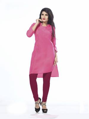 Look Pretty In This Simple Pink Colored Kurti Fabricated On Cotton. This Plain Kurti Is Perfect For Causal Wear Or At your Working Place.