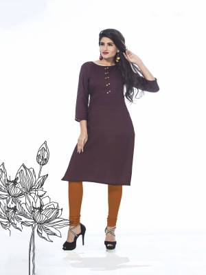 New And Unique Shade Is Here In Casual Kurtis With This Readymade Kurti In Wine Color Fabricated On Cotton. This Kurti Is Light In Weight And Easy To Carry All Day Long.