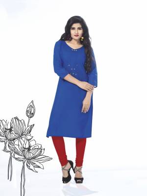 Look Lovely Wearing This Simple Kurti In Blue Color Fabricated On Cotton. This Plain Kurti Is Fabricated On Cotton. It Is Light In Weight And Easy To Carry All Day Long.