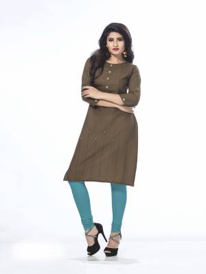 Brown Color In Casual Kurti Gives A very Rich And Elegant Look, So Grab This Kurti In Brown Color Fabricated On Cotton Beautified With Simple Buttons. This Kurti Is Light Weight And Easy To Carry All Day Long.
