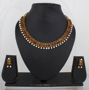 Be It A Simple Kurti Or Heavy Dress, You Can This Elegant Necklace Set With Any Of Your Attire. It Is Beautified With Stone And Pearls. Buy It Now.