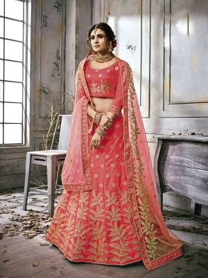 Look Pretty Wearing This Designer Lehenga Choli In Pink Color Paired With Dark Pink Colored Dupatta. Its Blouse And Lehenga Are Fabricated On Art Silk Paired With Net Fabricated Dupatta. Its Attractive Embroidery And Color Will Earn You Lots Of Compliments From Onlookers. Buy Now.