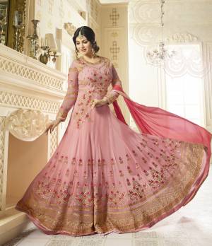 Look Pretty Wearing This Lovely Designer Floor Length Suit In Baby Pink Color Paired With Baby Pink Colored Bottom And Pink Colored Dupatta. Its Top Is Fabricated On Georgette Paired With Santoon Bottom And Chiffon Dupatta. Its All Three Fabrics Ensures Superb Comfort All Day Long. Buy Now.