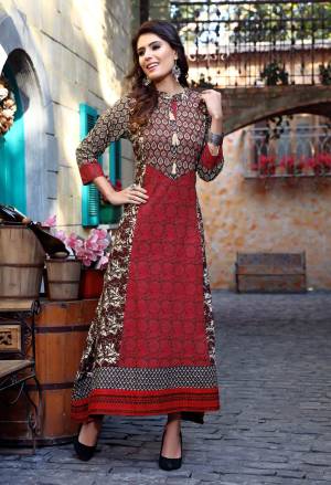 Grab This Readymade Red Colored Kurti For Your Casual Wear In Red Color. This Kurti Is Fabricated On Cotton Available In Many Sizes. It Can Be Paired With Black Colored Leggings. Buy Now.
