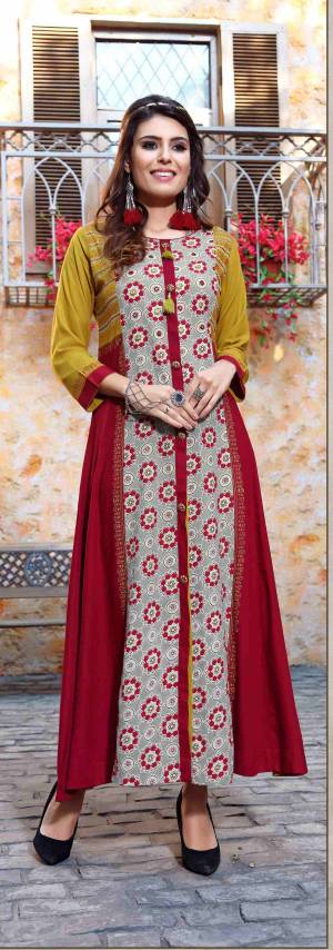 You Will Definitely Earn Lots Of Compliments Wearing This Maroon And Grey Colored Kurti Fabricated On Cotton. This Kurti Is Light In Weight And Easy To Carry All Day Long. This Designer Kurti Is Available In Many Sizes. Buy Now.