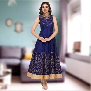 Bright And Visually Appealing Color Is Here With This Gown In Royal Blue Color Fabricated On Art Silk. This Gown Ensures Superb Comfort all Day Long. Buy This Pretty Gown Now.