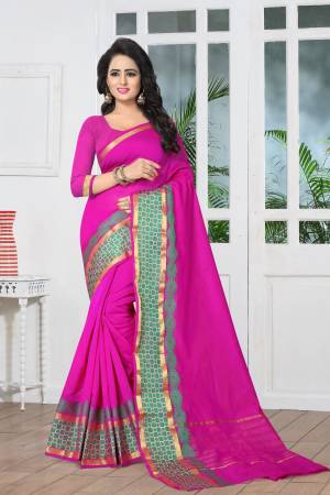 Bright And Visually Appealing Color Is Here With This Saree In Fuschia Pink Color Paired With Fuschia Pink Colored Blouse. This Saree And Blouse Are Fabricated On Banarasi Art Silk. Buy This Saree Now.