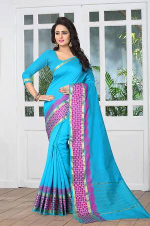 Blue Color Always Gives A Fresh And New Look To Your Personality. So Grab This Rich Saree In Blue Color Paired With Blue Colored Blouse. This Saree And Blouse Are fabricated On Banarasi Art Silk Which Ensures Superb Comfort All Day Long. Buy Now.