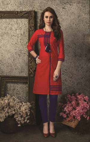 Adorn The Angelic Look Wearing This Readymade Kurti In Red Color Fabricated On Cotton. This Kurti Is Light Weight And Easy To Carry All Day Long.