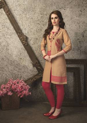 Simple and Elegant Looking Kurti Is Here In Beige Color Fabricated On Cotton. This Readymade Kurti Is Beautified with Thread Work And Available In Many Sizes. 