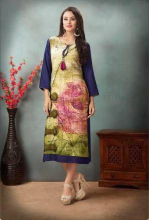 For Your Casual Wear, Grab This Multi Colored Readymade Kurti Fabricated On Rayon Cotton Beautified with Abstract Prints. This Kurti Is Light Weight And Easy To Carry All Day Long.