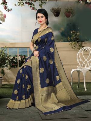 For An Elegant Personality, Grab This Saree In Navy Blue Color Paired With Navy Blue Colored Blouse. This Saree And Blouse Are fabricated On Art Silk Beautified With Weave. It Is Light Weight And Easy To Carry All Day Long. Buy Now.