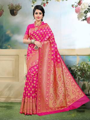 Shine Bright Wearing This Saree In Fuschia Pink Color Paired With Fuschia Pink Colored Blouse. This Saree And Blouse Are Fabricated On Art Silk. It Is Easy To Drape And Easy To Carry All Day Long.