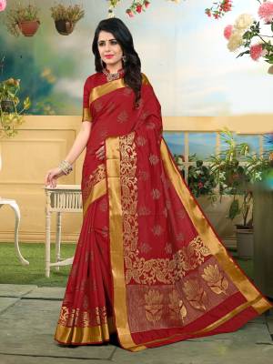 Celebrate This Festive Seaosn Wearing Such Traditonal Colors With This Maroon Colored Saree Paired With Maroon Colored Blouse. This Saree And Blouse Are fabricated On Art Silk Beautified With Weave All Over. Buy It Now.