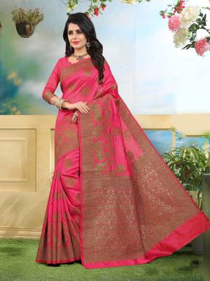 Shine Bright Wearing This Saree In Dark Pink Color Paired With Dark Pink Colored Blouse. This Saree And Blouse Are Fabricated On Art Silk. It Is Easy To Drape And Easy To Carry All Day Long.