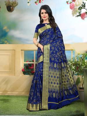For An Elegant Personality, Grab This Saree In Royal Blue Color Paired With Royal Blue Colored Blouse. This Saree And Blouse Are fabricated On Art Silk Beautified With Weave. It Is Light Weight And Easy To Carry All Day Long. Buy Now.