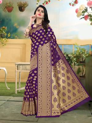 Add This Lovely Saree To Your Wardrobe In Purple Color Paired With Purple Colored Blouse. This Saree And Blouse Are Fabricated On Art Silk Which Gives A Unique Look To Look Your Personality And also Earn You Lots Of Compliments From Onlookers.