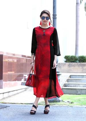 Enhance Your Beauty Wearing This Readymade Kurti In Red And Black Color Fabricated On Georgette. It Is Available In Many Sizes And also Light Weight And Easy To Carry All Day Long.