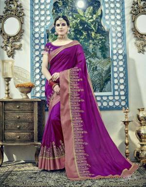 The color of the season-purple has a powerful presence this season. Pick this saree and look conventionally modern. 