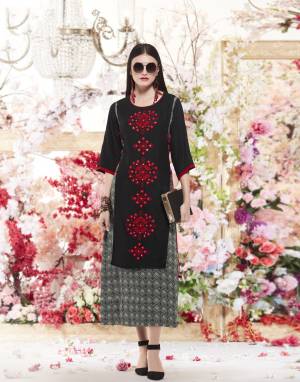 Enhance Your Beauty Wearing This Readymade Kurti In Black Color Fabricated On Cotton Beautified With Prints And Resham Work. This Kurti Is Light Weight And Easy To Carry All Day Long.