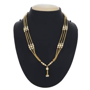 Grab This Simple And Elegant Looking Necklace In Golden Color With Thin Layered Chains. It Is Light Weight And Easy To Carry All Day Long. Buy Now.