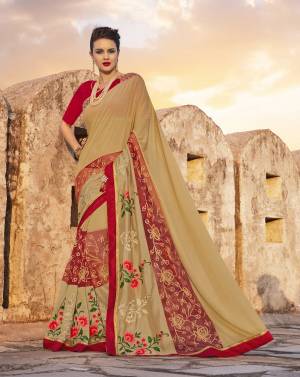 Simple and Elegant Looking Saree Is Here In Beige Color Paired With Dark Pink Colored Blouse. This Saree Is Fabricated On Chiffon Paired With Art Silk Fabricated Blouse. It Is Light Weight, Easy To Drape And Carry All Day Long.