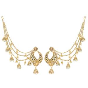 Here Is A Beautiful Designer Heavy Earrings Set In Golden Color That can Be Paired With Any Heavy Traditonal Attire. Buy This Pretty set Now.